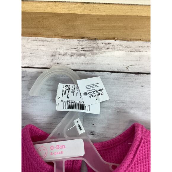 OEKO TEX Baby Girls Long-sleeved Pink Onesies 2 Set New with Tag Size 0-3 Months - Picture 3 of 3